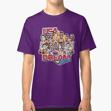 Load image into Gallery viewer, Usa Dream Team Retro Cartoon Worn Look T Shirt T Shirt Usa Dream Team Retro Cartoon Worn Look Caricature T Shirt

