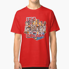Load image into Gallery viewer, Usa Dream Team Retro Cartoon Worn Look T Shirt T Shirt Usa Dream Team Retro Cartoon Worn Look Caricature T Shirt
